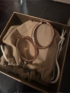 QVC Rose Gold Oval Hoop Earrings